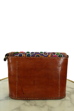Handcrafted Leather Sling Bag with Embroidered Mirrorwork