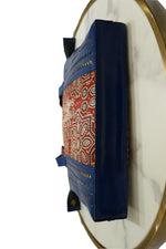 Handcrafted Leather Tote Bag with Fabric Panel