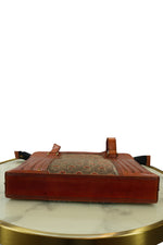 Handcrafted Leather Tote Bag with Fabric Panel