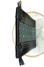 Handcrafted Leather Tote Bag with Fabric Panel