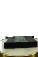 Handcrafted Leather Tote Bag with Fabric Panel