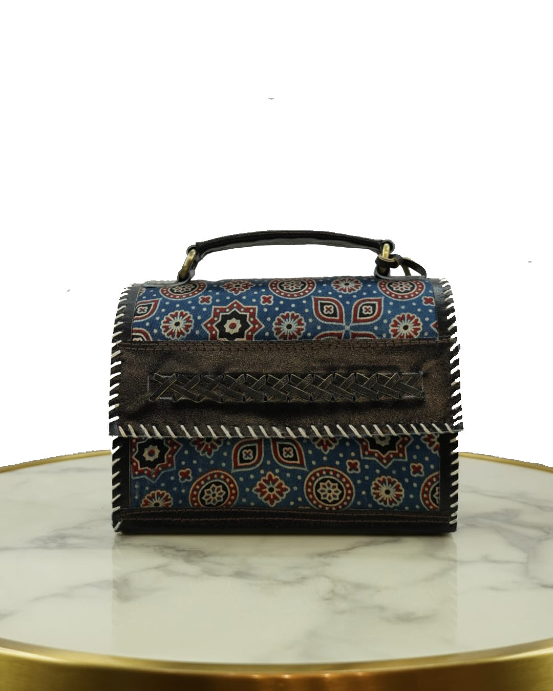 Blue Royal Mushroom & Leather Bag