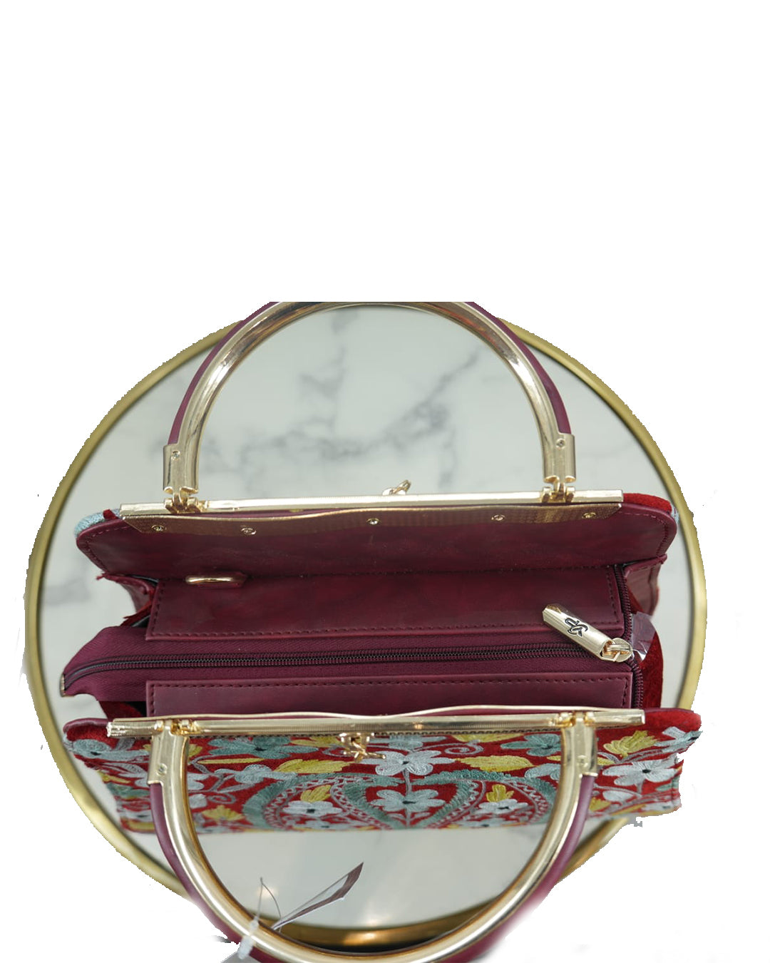 Kashmiri Handbag (Olive Green & Red)