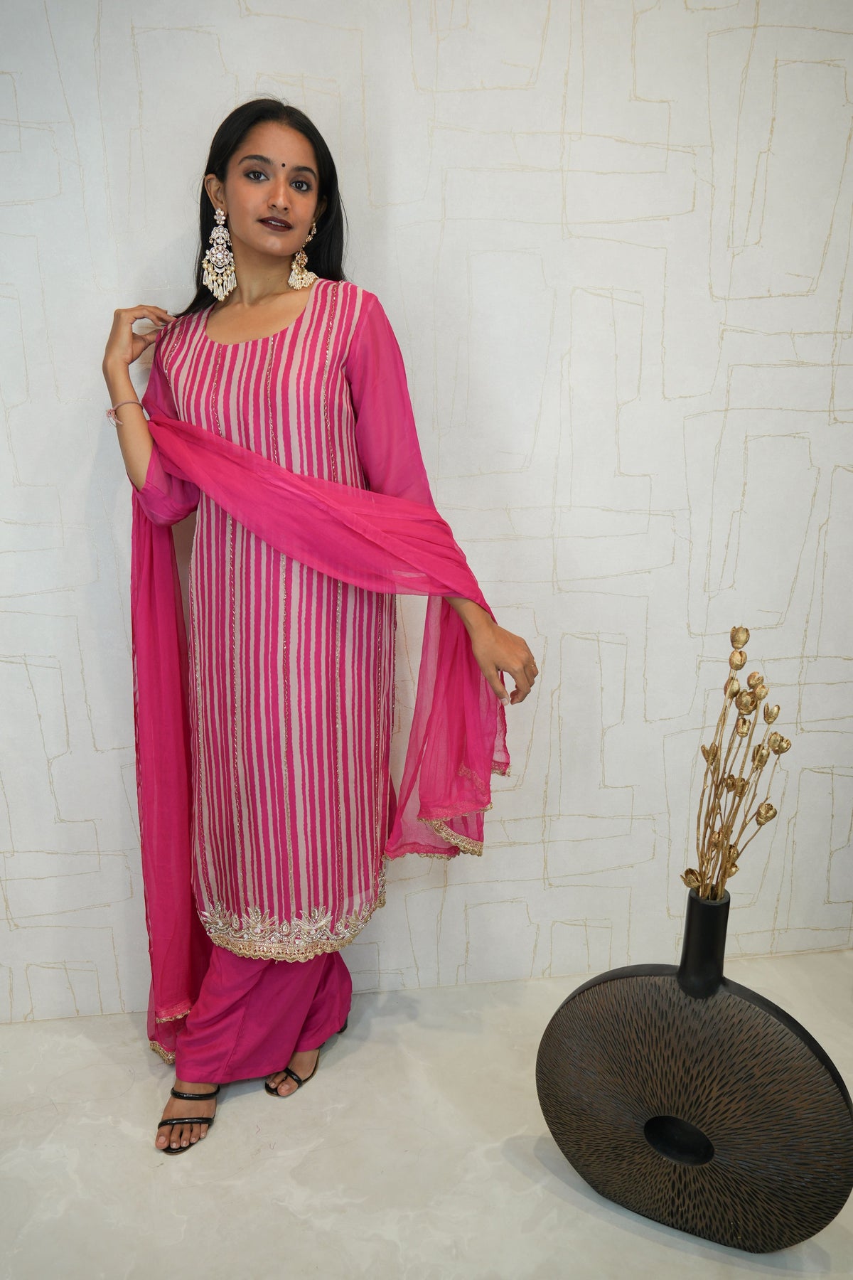 Vertical Striped Kurta Set