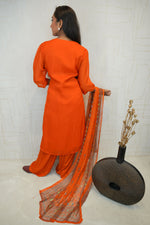 Embroidered Kurta Set (Orange & Hot Pink)