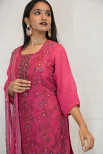 Embroidered Kurta Set (Orange & Hot Pink)