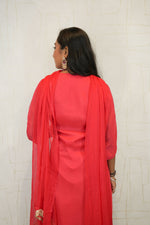 Handcrafted Embroidered Kurta Set (Orange & Pink)