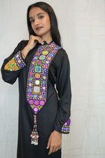 Handmade Kutchhi Embroidered Black Kurti