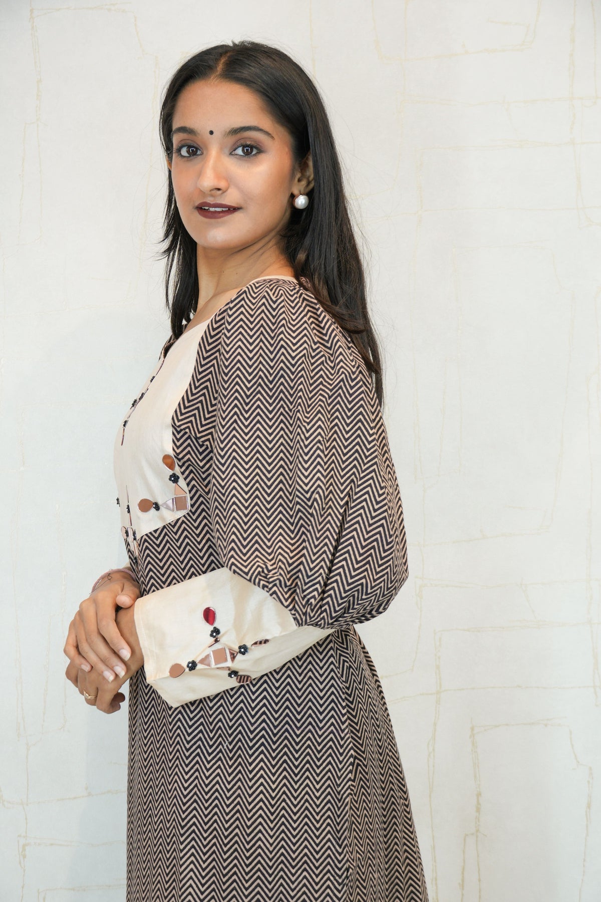 Handcrafted Mirror Work Kurti with Plazzo Set