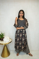 Women Self Design Modal Ethnic Dress(Black)