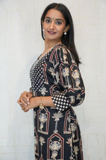 Women Self Design Modal Ethnic Dress(Black)