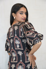 Women Self Design Modal Ethnic Dress(Black)