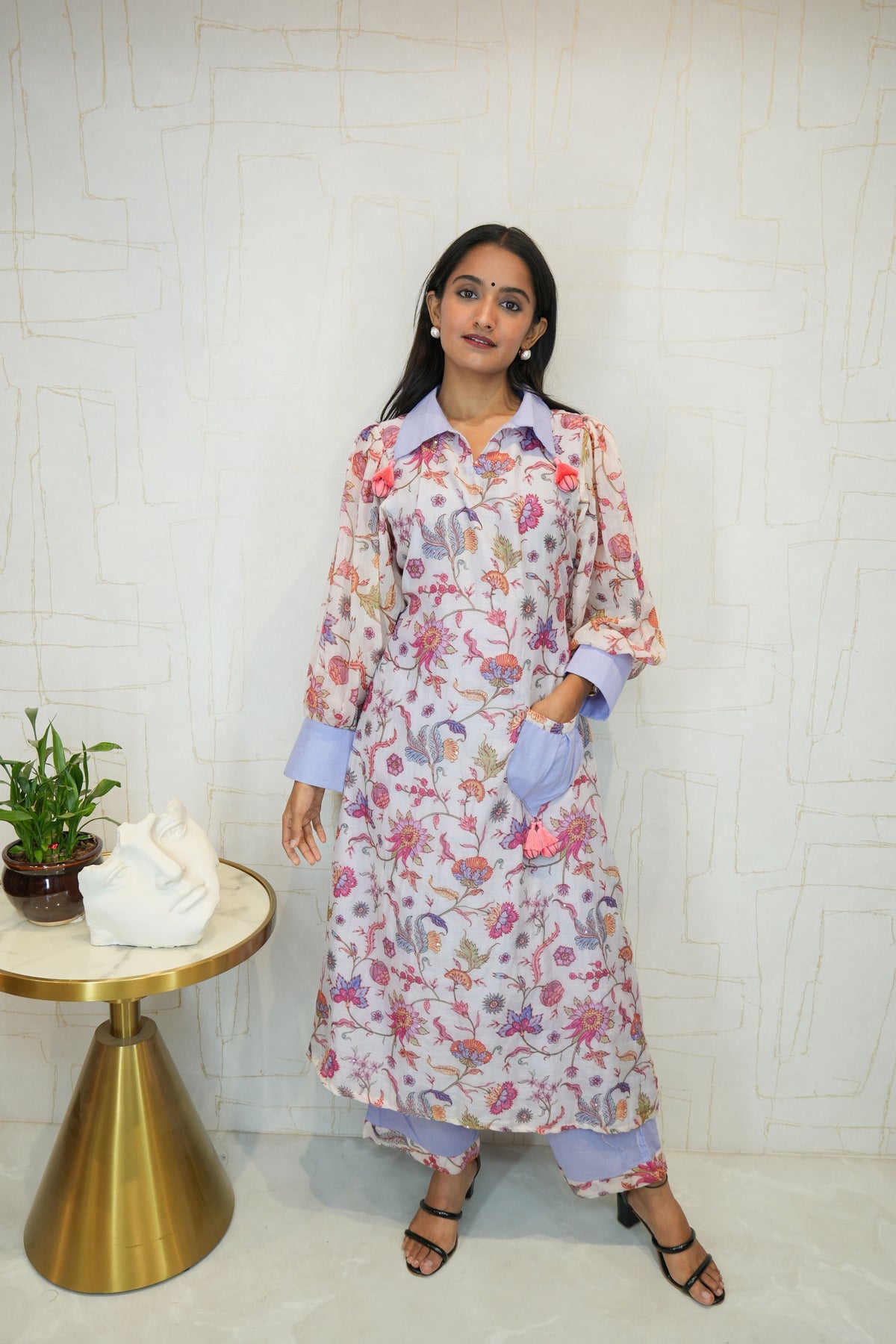 Women Floral Print Pure Cotton A-line Kurta(Multicolor)