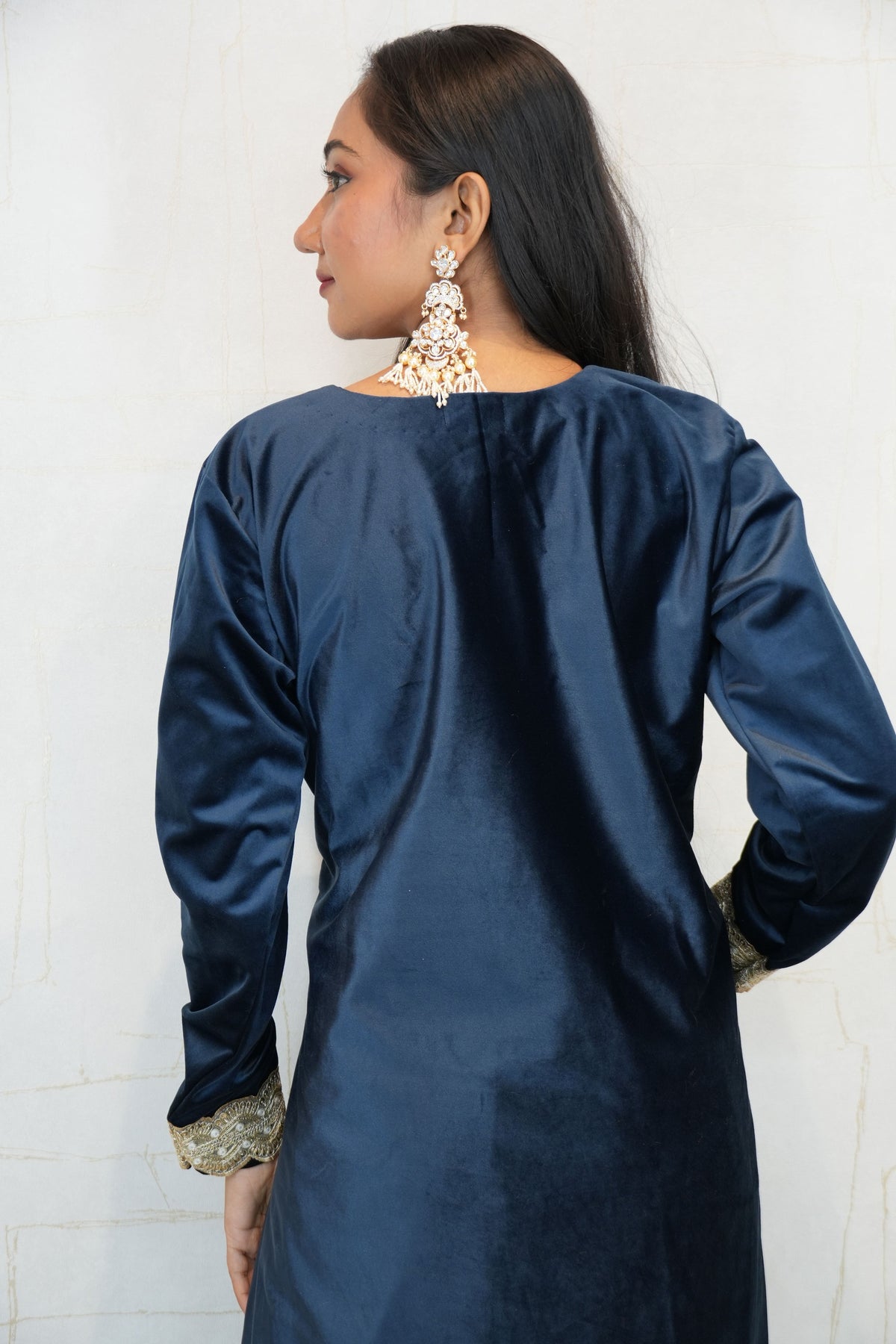 Deep Navy Blue Embroidered Kurta Set