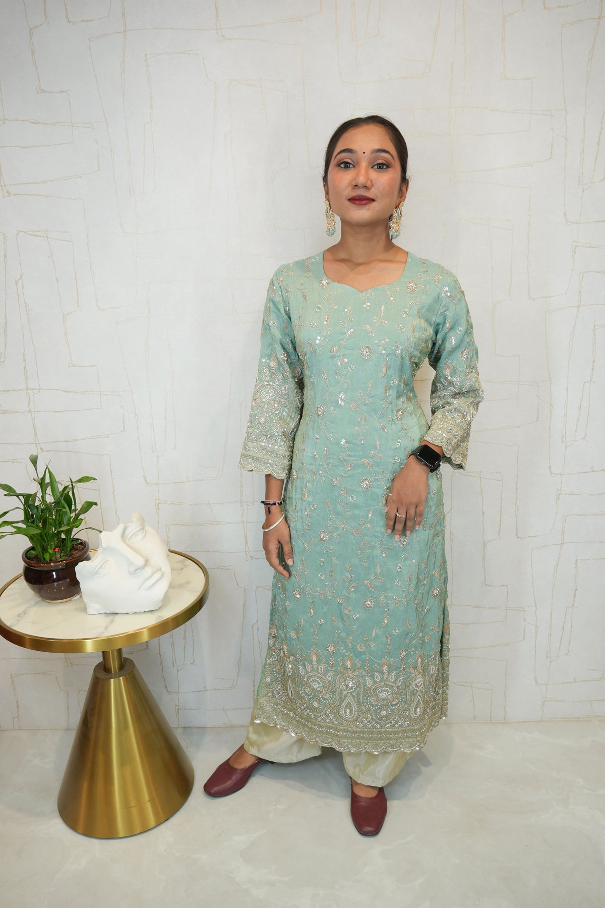 Regal Mint Embroidered Kurti