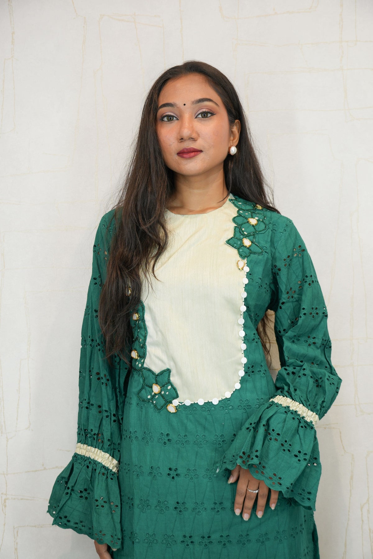 Emerald Green Embroidered Kurti