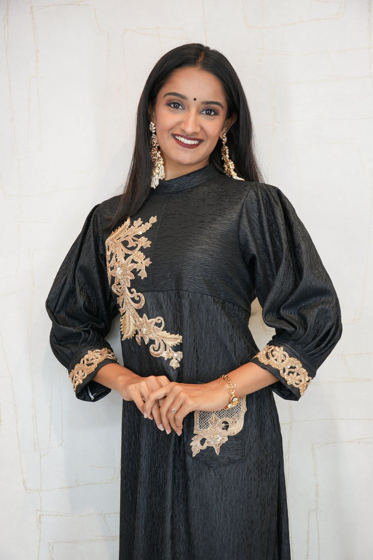 Embroidered Ready Dress (Black)