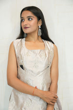Embroidered Top with Short Kurta and Palazzo Set