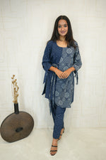 Blue Printed Kurta with Pant Set