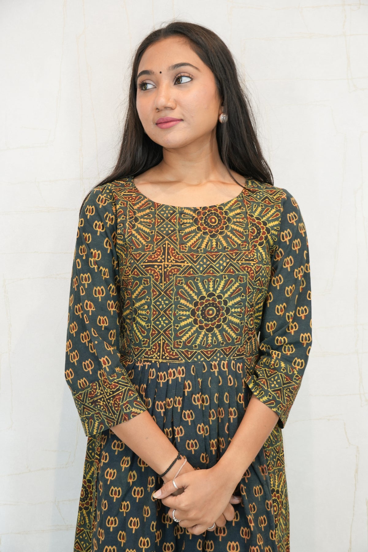 Black Ajrakh Printed Cotton Kurta Set