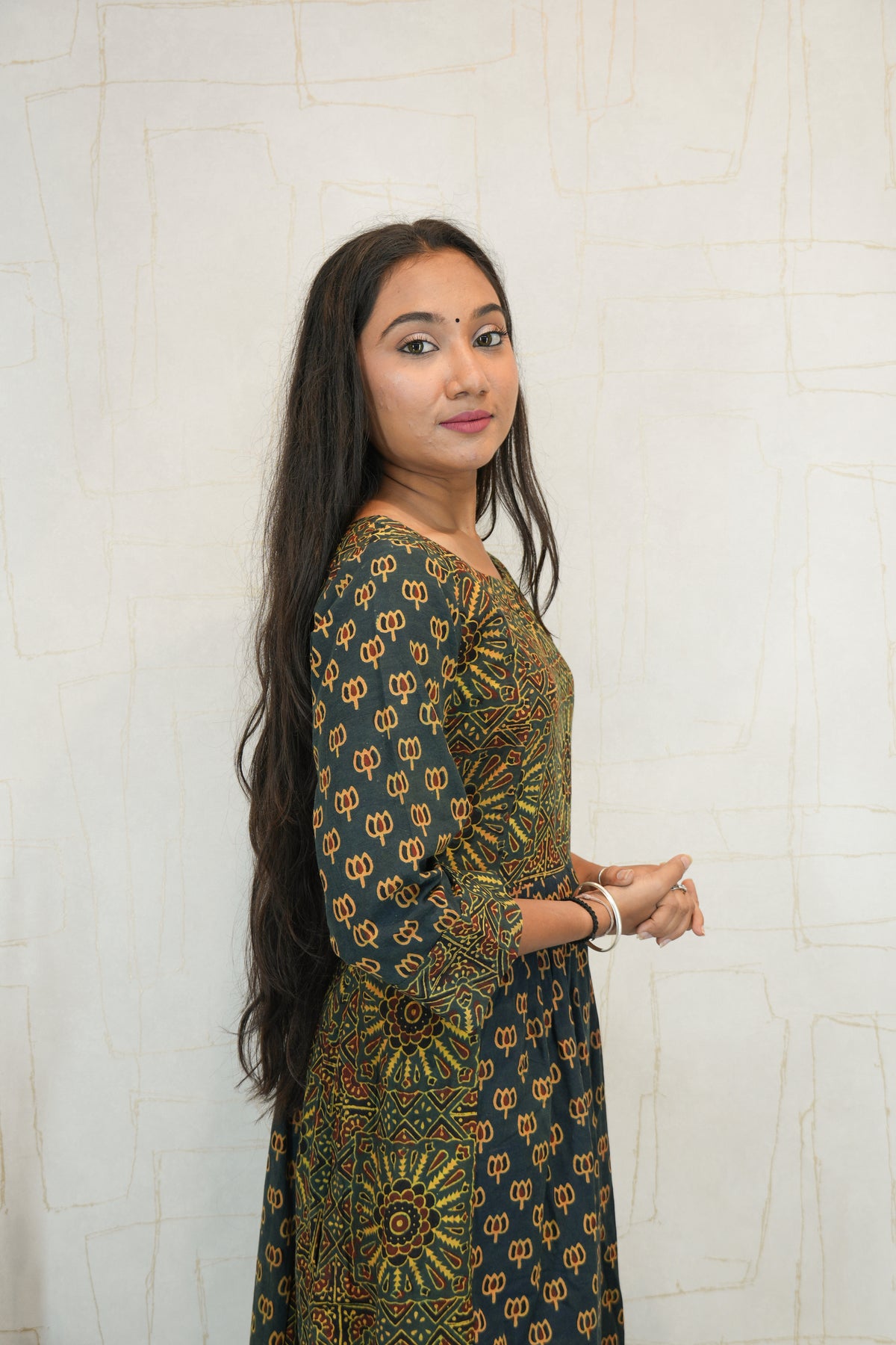 Black Ajrakh Printed Cotton Kurta Set