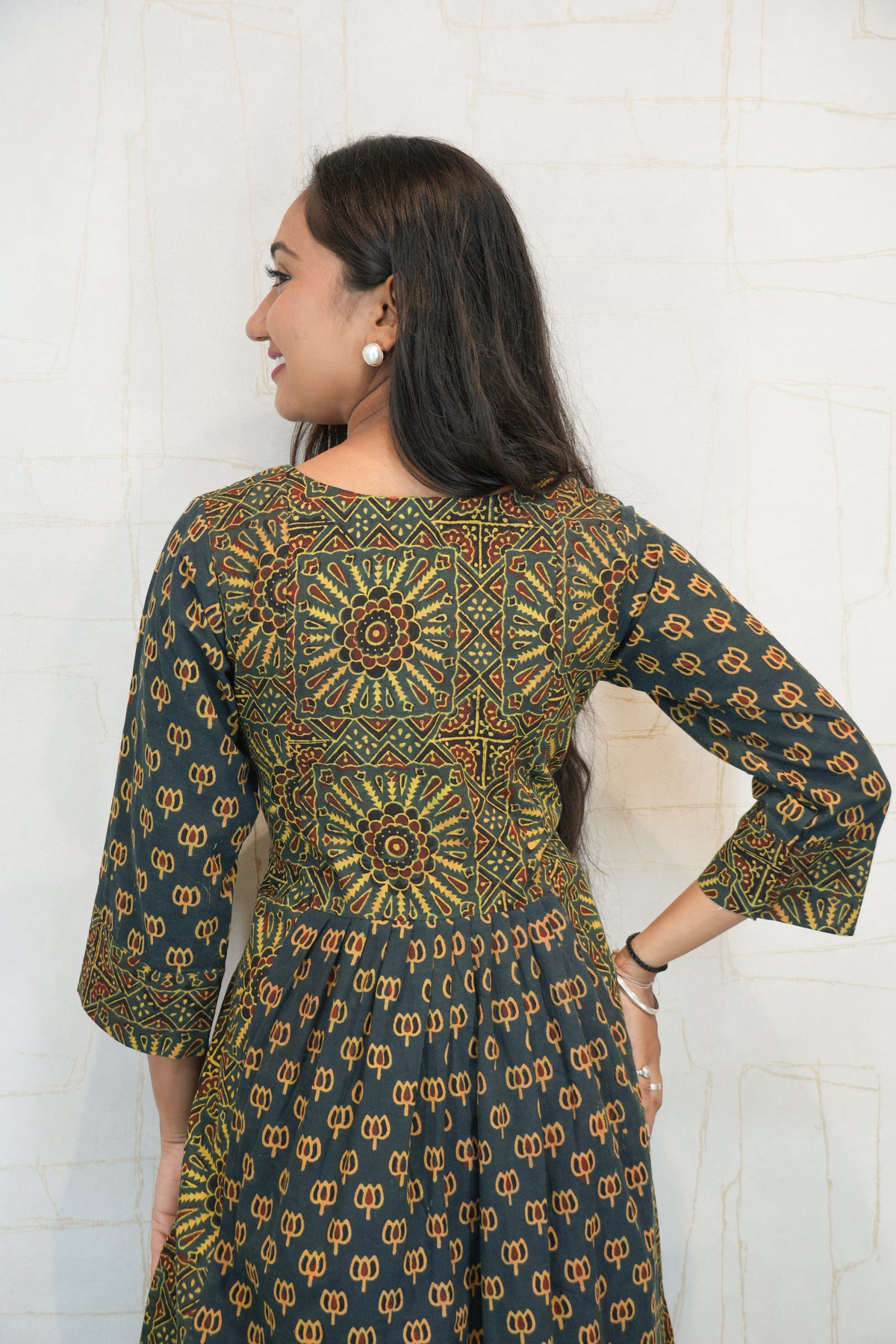 Black Ajrakh Printed Cotton Kurta Set