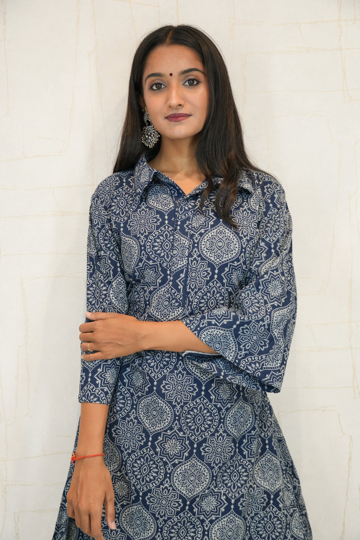 Blue Printed Cotton Kurta Set