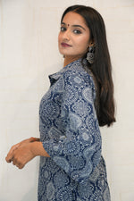 Blue Printed Cotton Kurta Set