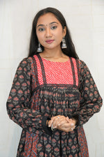 Black Floral Printed Anarkali Kurti