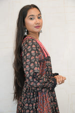 Black Floral Printed Anarkali Kurti