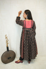 Black Floral Printed Anarkali Kurti