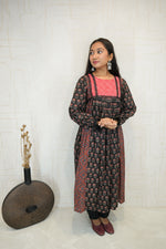 Black Floral Printed Anarkali Kurti