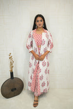 Pink Floral Co-ord Set with Long Shrug