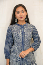 Blue Printed Ankle-Length Kurta for Women