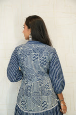 Blue Printed Ankle-Length Kurta for Women