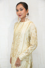 Women Embroidered Cotton Silk Ethnic Dress(Beige, Gold)