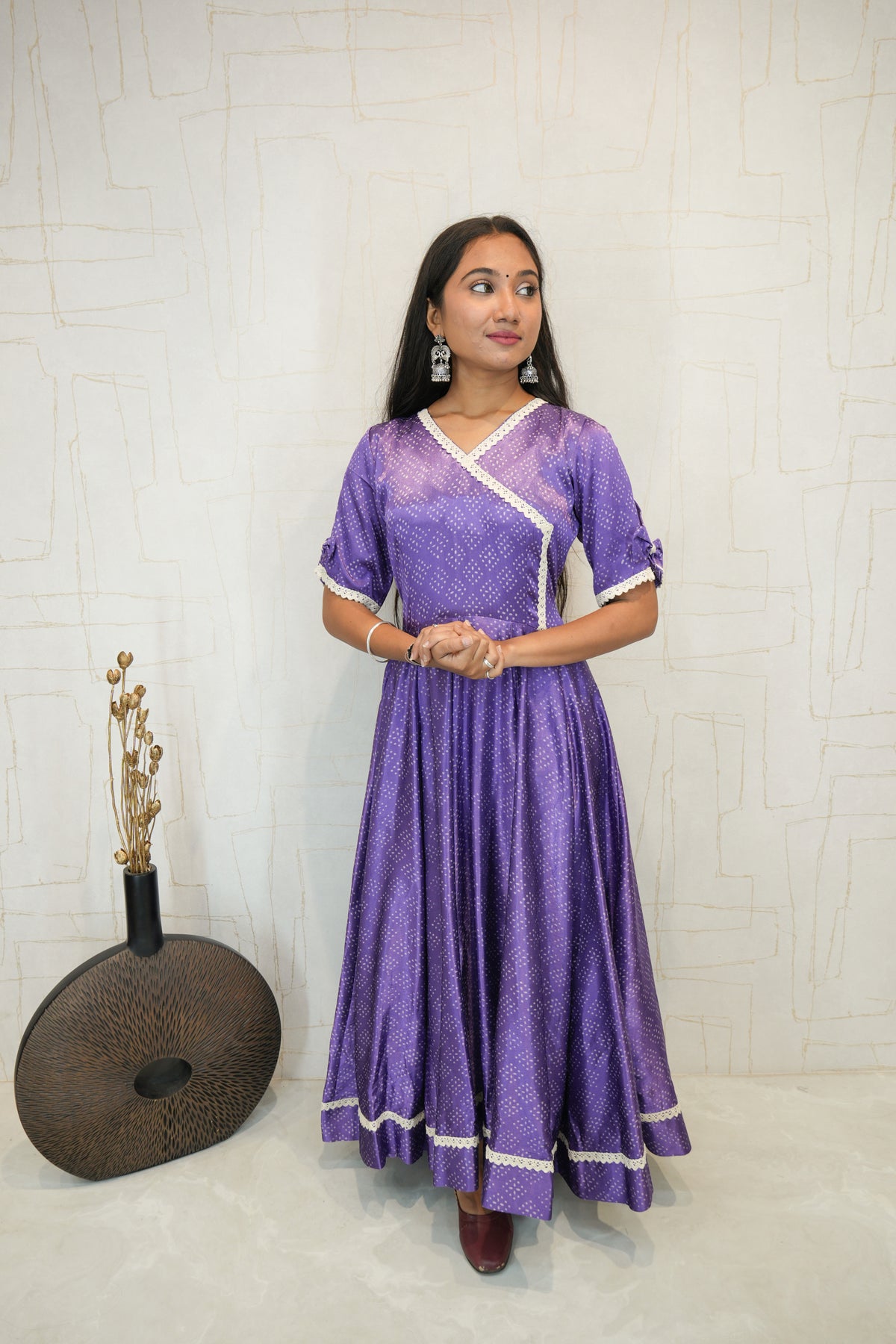Purple Flared Anarkali Kurta