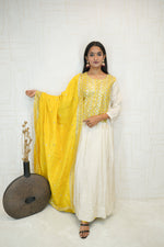 Yellow Mirror Work Kurta Pant Set with Dupatta