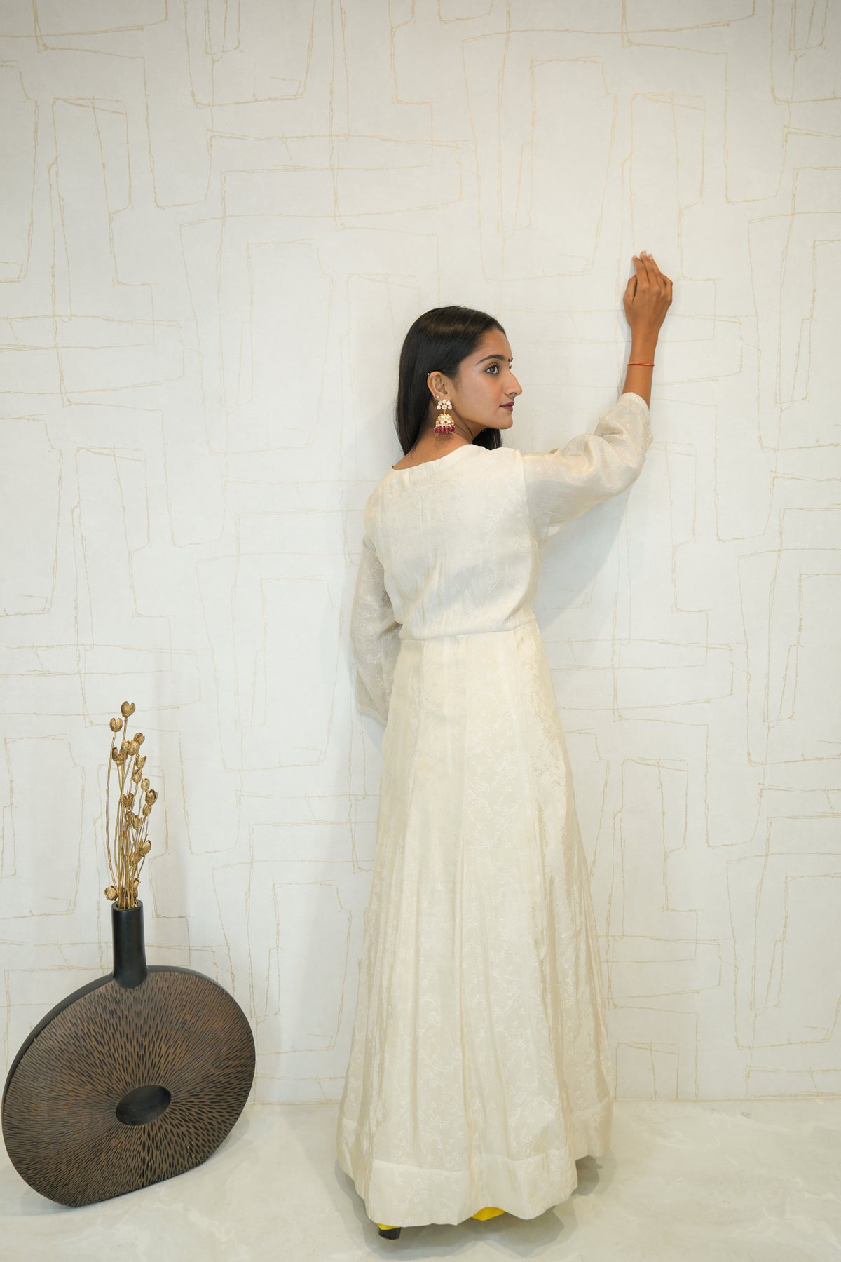 Yellow Mirror Work Kurta Pant Set with Dupatta