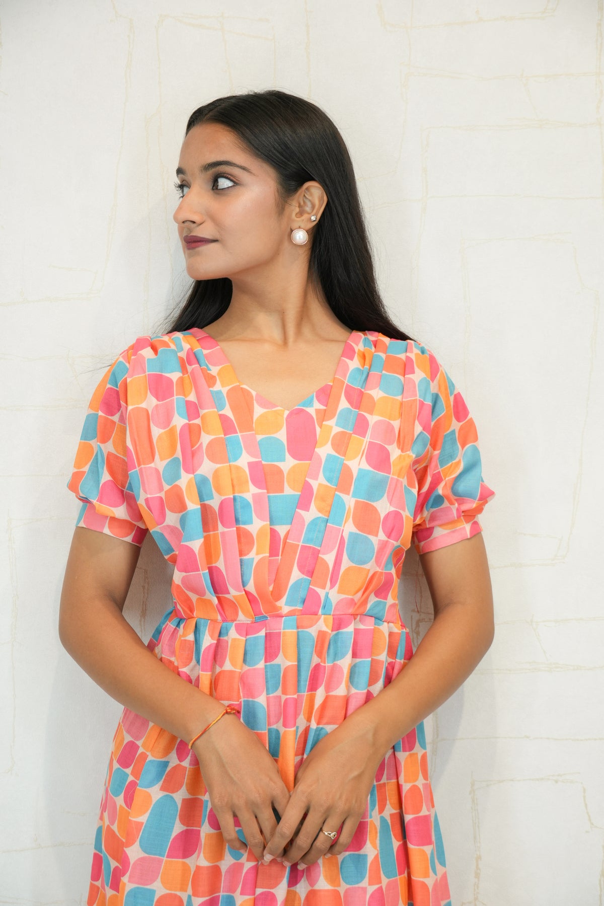 Multicolor Printed Midi Dress