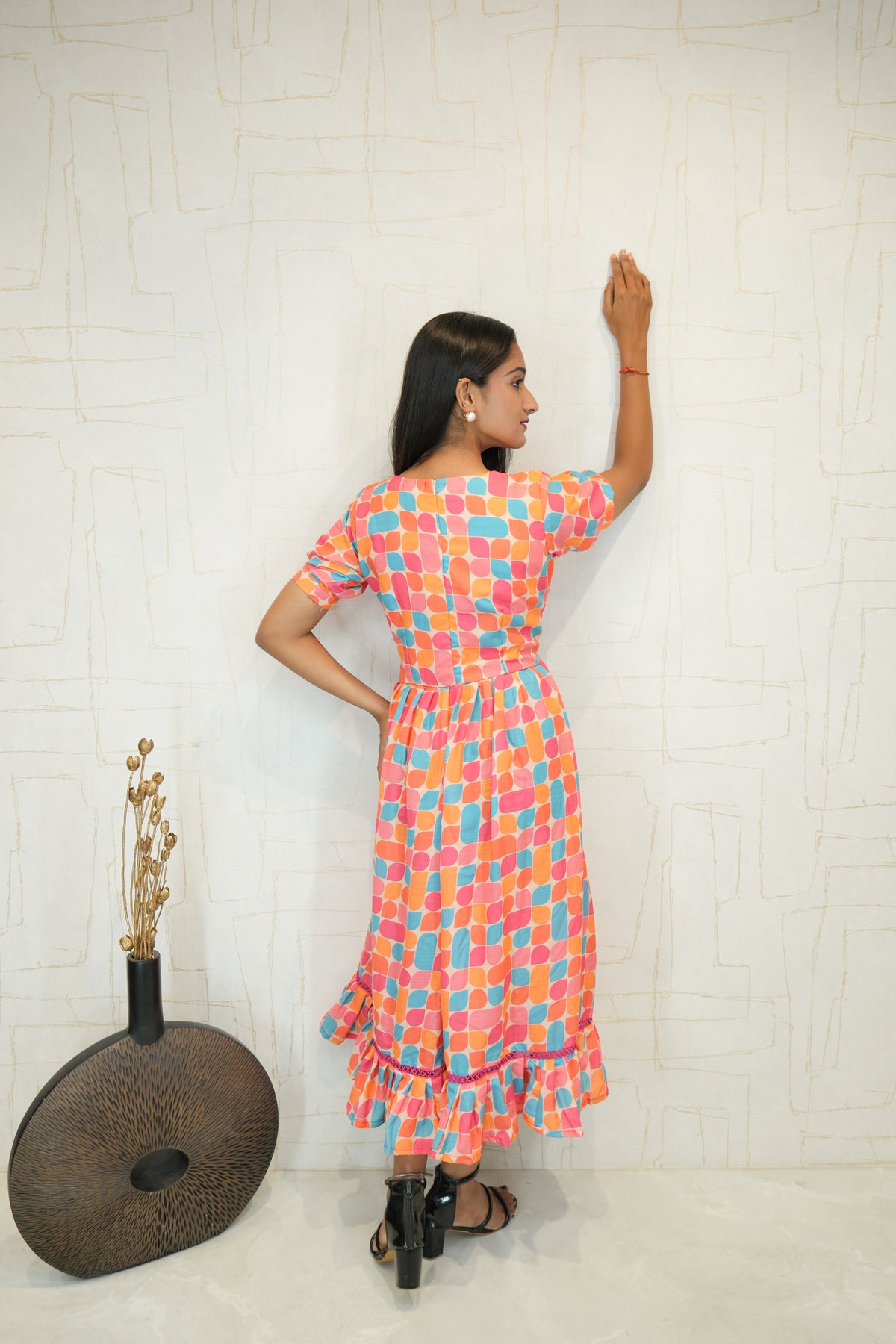Multicolor Printed Midi Dress