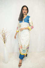 Embroidered cream ethnic kurti with pant