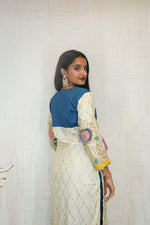 Embroidered cream ethnic kurti with pant