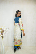 Embroidered cream ethnic kurti with pant