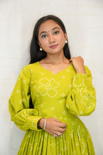 Green Dress with Embroidered Motifs