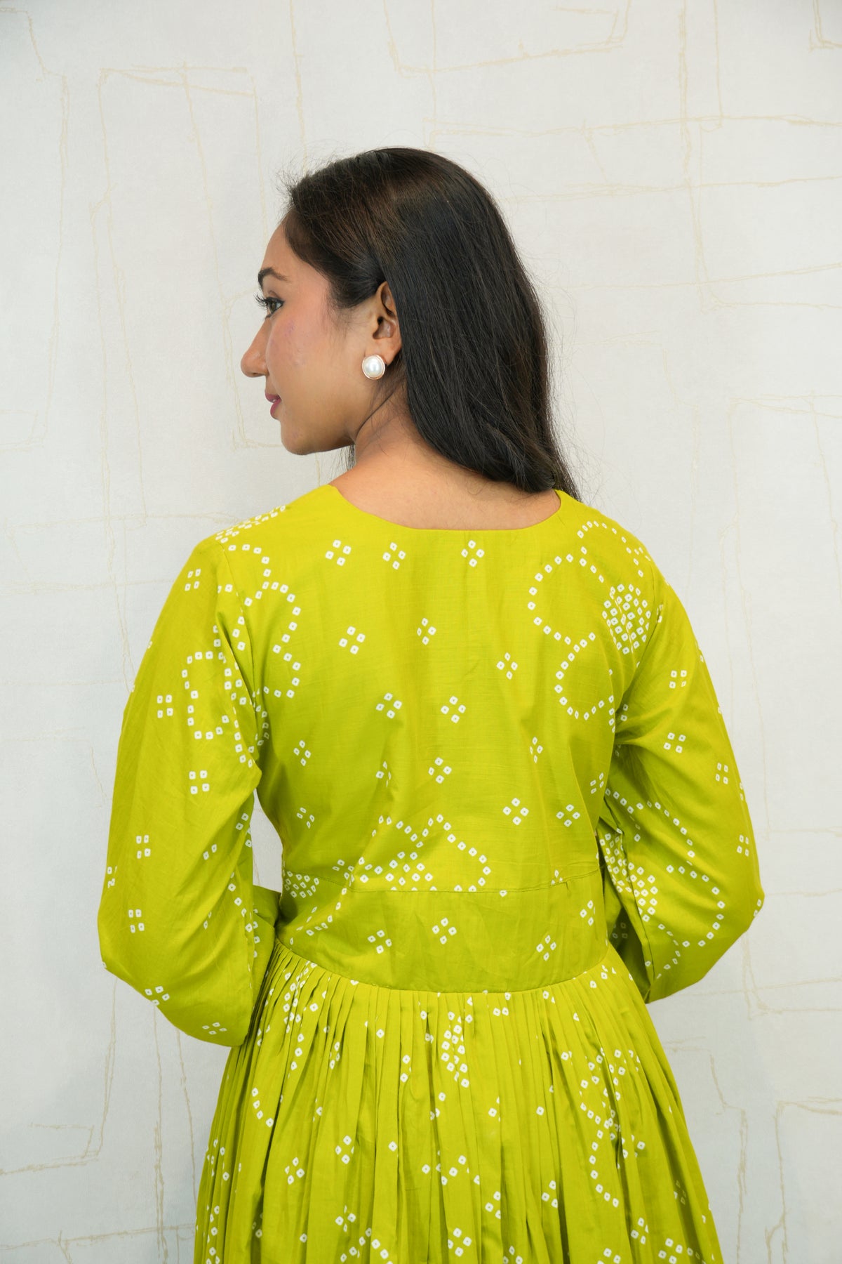 Green Dress with Embroidered Motifs