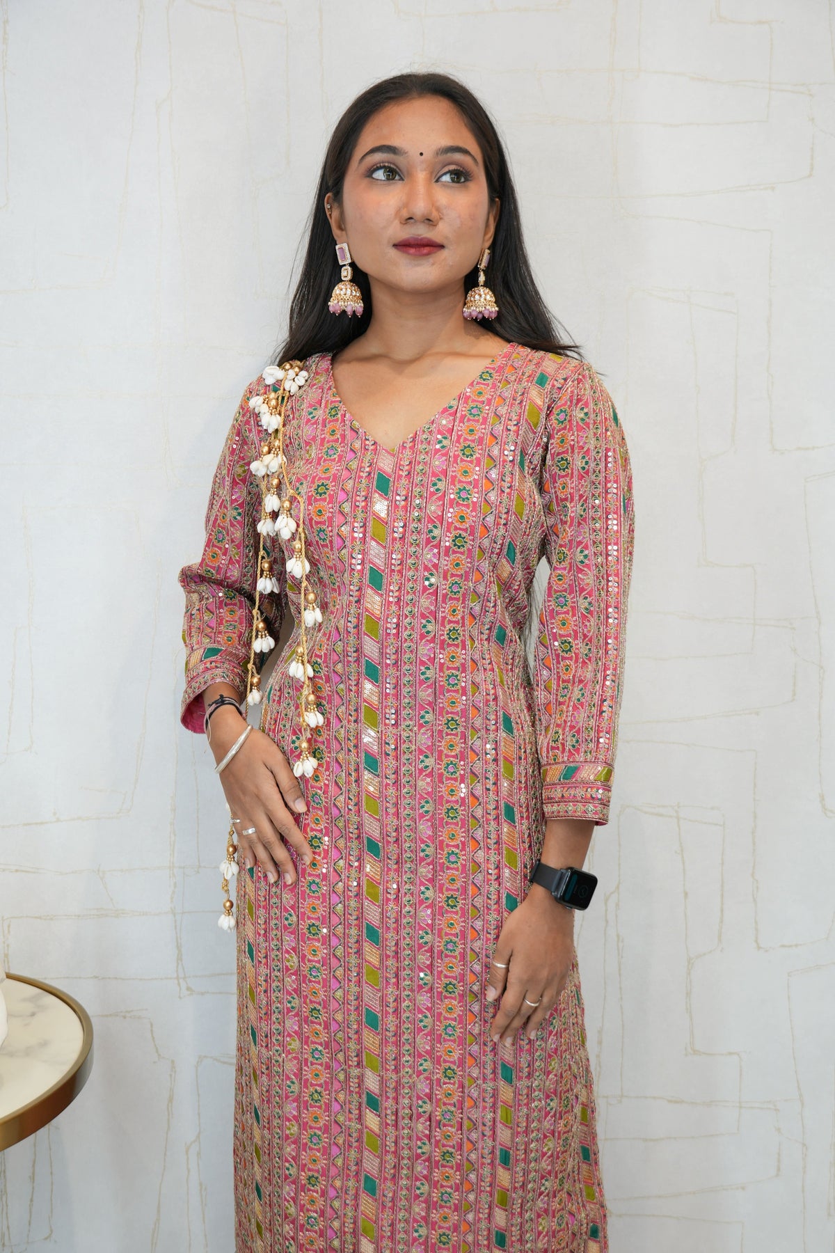 Purple & Pink Ethnic Kurti-Pant Set