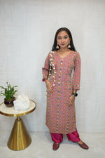 Purple & Pink Ethnic Kurti-Pant Set
