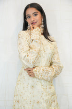Cream and Gold Embroidered Ethnic Kurti