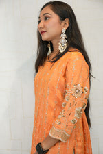 Orange Embroidered Ethnic Kurti